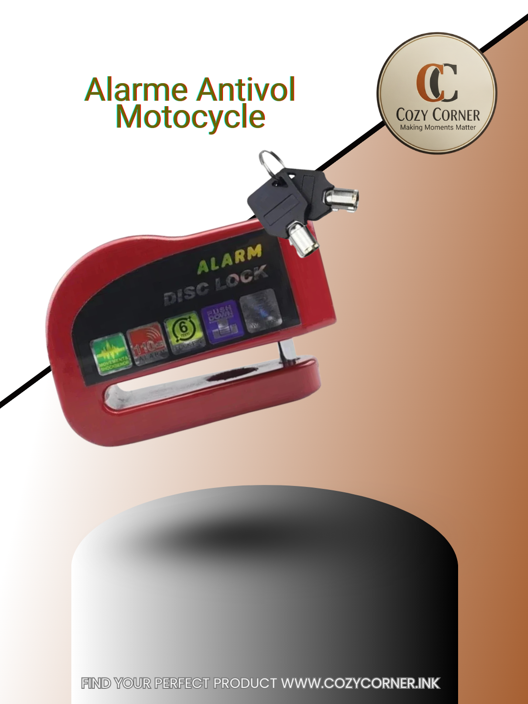 Motorcycle Alarm Safety Protection Padlock Disc Aluminum Anti-Theft Reminder Rope Lock Motorcycle Bicycle Lock