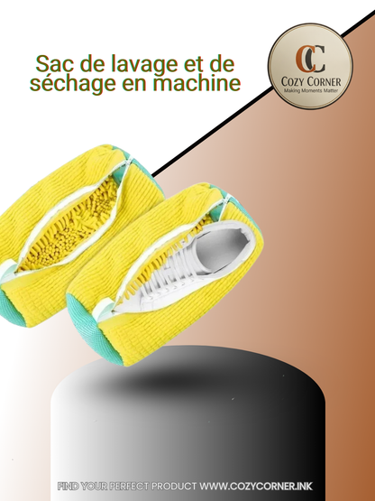 Sac de lavage et de séchage en machine pour chaussures avec fibre douce - Protecteur de linge en polyester durable pour chaussures, sangle réglable