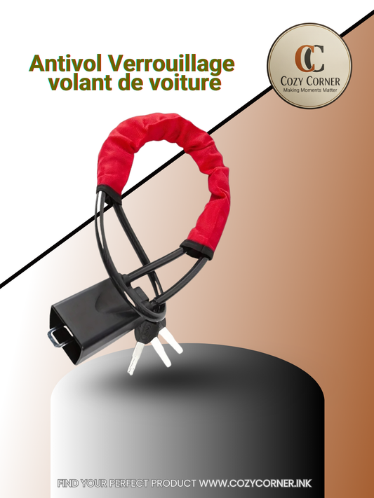 Verrouillage du volant de voiture avec douille de ceinture de sécurité, corde en acier, système de verrouillage antivol pour voiture