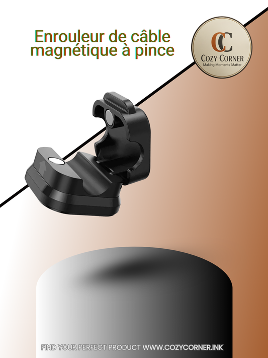 Enrouleur de câble magnétique à pince, porte-fil adhésif, porte-cordon, organisateur de câble, enrouleur de ligne de charge USB pour bureau