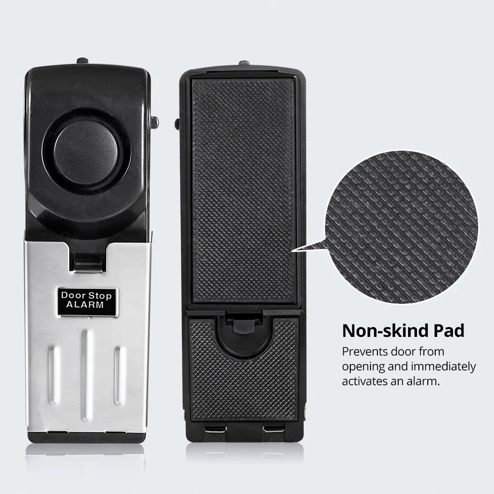 FUERS Système d’alarme d’arrêt de porte 120dB sans fil fort pour la sécurité à domicile Système de bloc de porte antivol Système portable d’alarme d’arrêt de porte