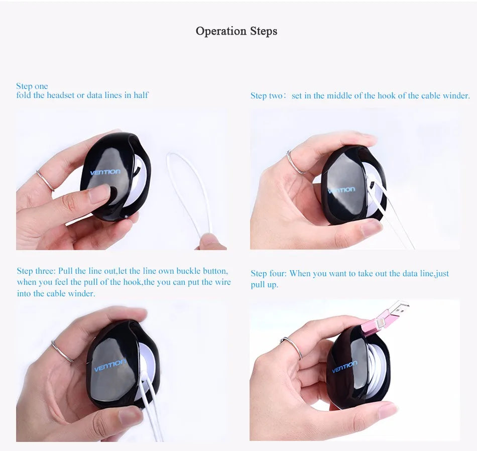 Vention Automatic Cable Winder Cord Organizer Holder for Headphones USB Cables and Phone Winding Automatic Cable Winder Machine