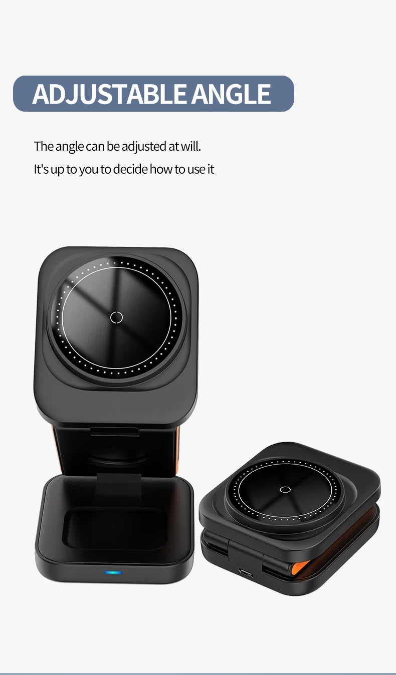 30W 3 in 1 Foldable Charging Station Fast Magnetic Wireless Charger Stand for iPhone 15 14 13 12 Apple Watch 8 7 6 Airpods Pro