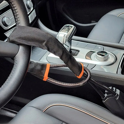 Verrouillage du volant de voiture avec douille de ceinture de sécurité, corde en acier, système de verrouillage antivol pour voiture