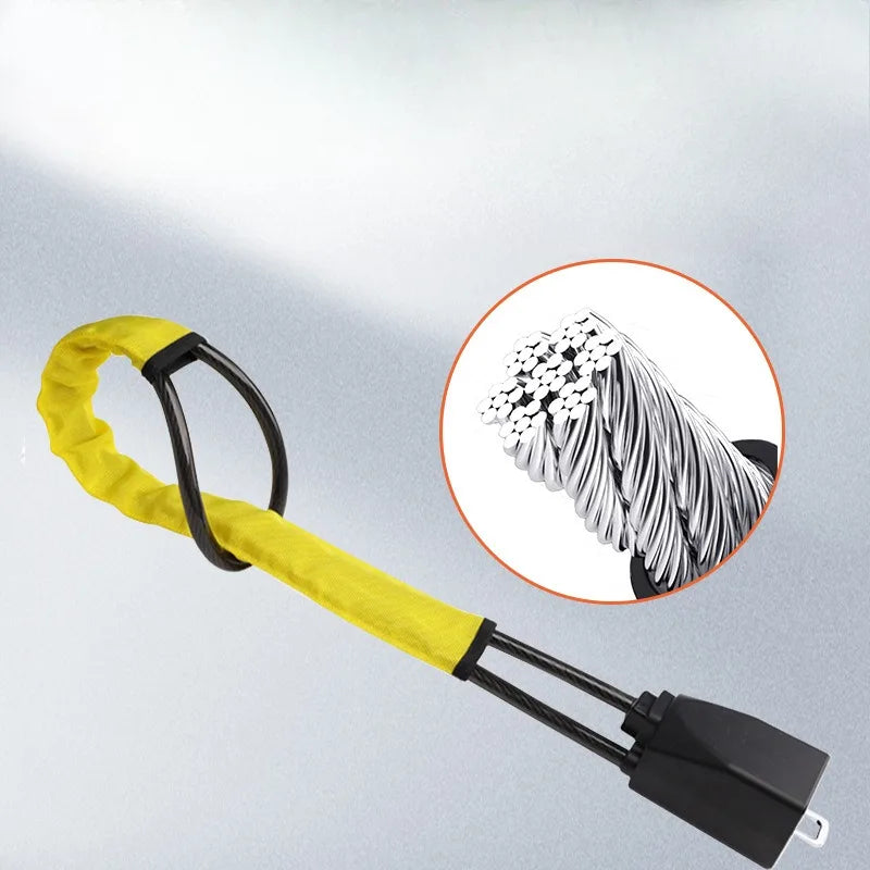 Verrouillage du volant de voiture avec douille de ceinture de sécurité, corde en acier, système de verrouillage antivol pour voiture