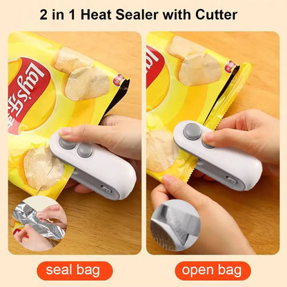 Machine de scellage de mini sac thermique Scelleuse de sacs en plastique portable pour snacks 2-en-1 rechargeable à main pour emballage alimentaire Thermosoudeur