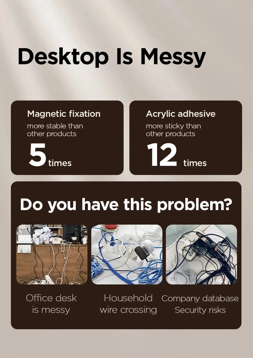 Enrouleur de câble magnétique à pince, porte-fil adhésif, porte-cordon, organisateur de câble, enrouleur de ligne de charge USB pour bureau
