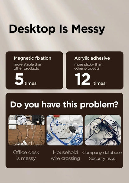 Enrouleur de câble magnétique à pince, porte-fil adhésif, porte-cordon, organisateur de câble, enrouleur de ligne de charge USB pour bureau