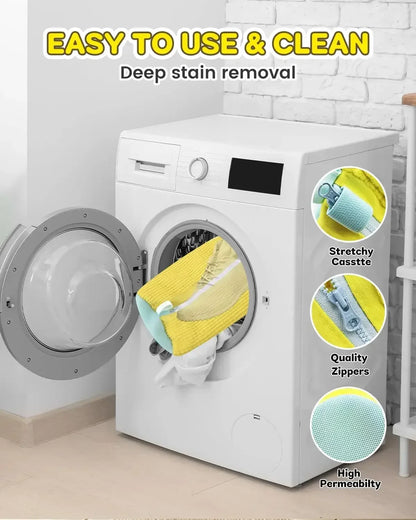 Sac de lavage et de séchage en machine pour chaussures avec fibre douce - Protecteur de linge en polyester durable pour chaussures, sangle réglable