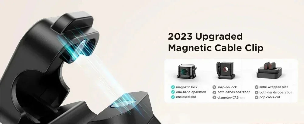 Enrouleur de câble magnétique à pince, porte-fil adhésif, porte-cordon, organisateur de câble, enrouleur de ligne de charge USB pour bureau