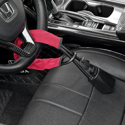 Verrouillage du volant de voiture avec douille de ceinture de sécurité, corde en acier, système de verrouillage antivol pour voiture