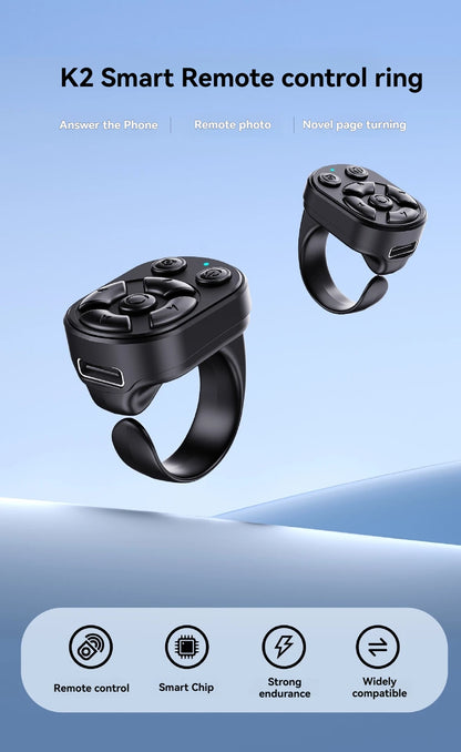 K2 Bluetooth Tiktok Remote Control Ring Gadget Flipping Selfie Fingertip Controller Give Likes 4 Buttons 10m for IPhone Xiaomi
