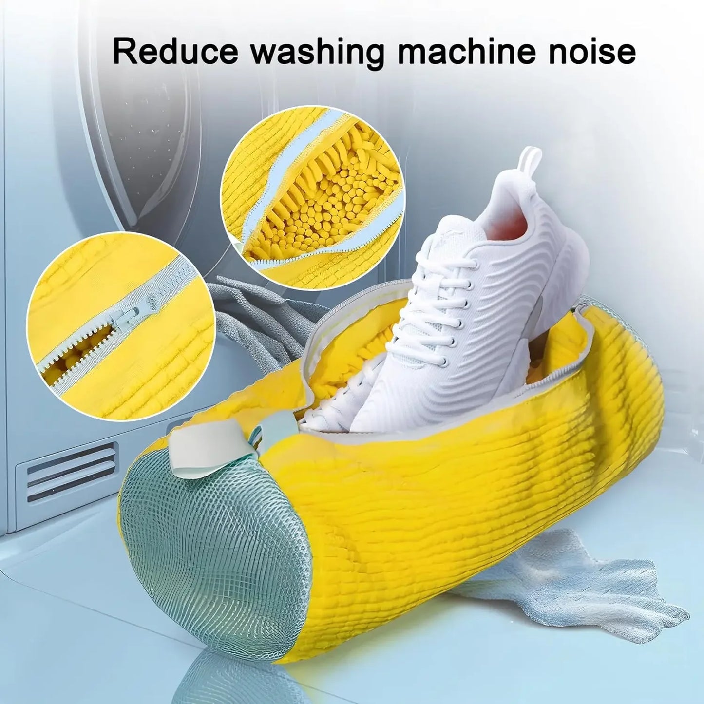 Sac de lavage et de séchage en machine pour chaussures avec fibre douce - Protecteur de linge en polyester durable pour chaussures, sangle réglable