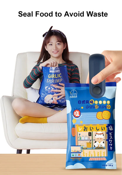 Machine de scellage de mini sac thermique Scelleuse de sacs en plastique portable pour snacks 2-en-1 rechargeable à main pour emballage alimentaire Thermosoudeur
