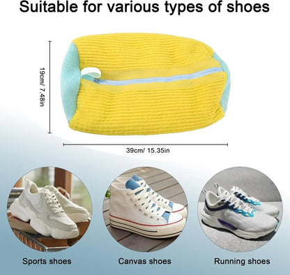 Sac de lavage et de séchage en machine pour chaussures avec fibre douce - Protecteur de linge en polyester durable pour chaussures, sangle réglable