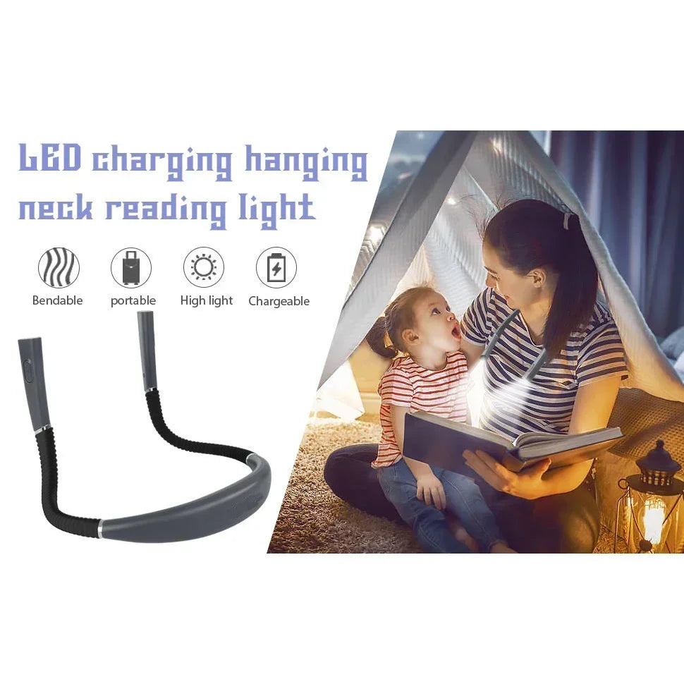 Lampe de lecture pour le cou Nouveauté Lumières flexibles pour le cou Lumière mains libres Livre Hanling Lire Lampe Portable USB Rechargeable Éclairage du livre
