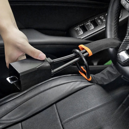 Verrouillage du volant de voiture avec douille de ceinture de sécurité, corde en acier, système de verrouillage antivol pour voiture