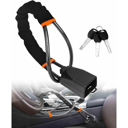 Verrouillage du volant de voiture avec douille de ceinture de sécurité, corde en acier, système de verrouillage antivol pour voiture